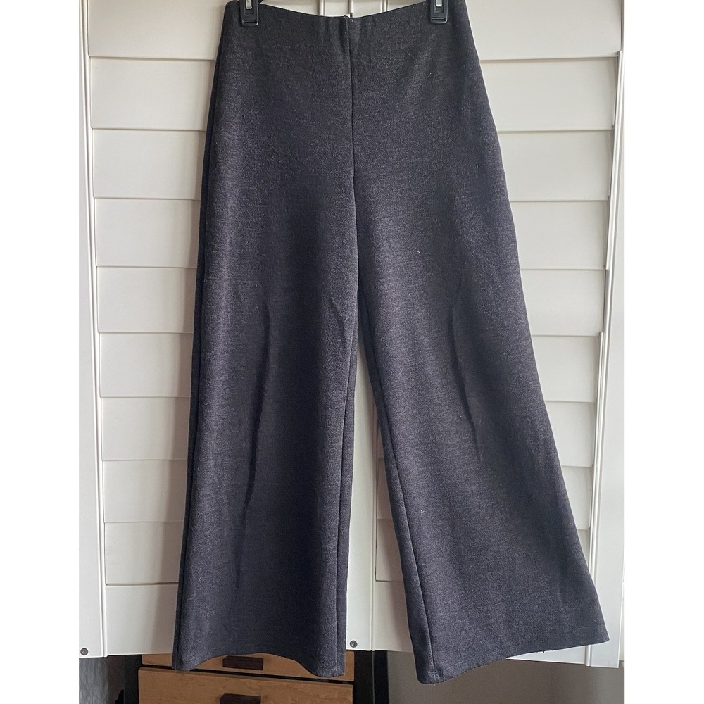 Zara Pants Women S Black Wide Leg Elastic Waist Dress Casual Pull On Career Knit